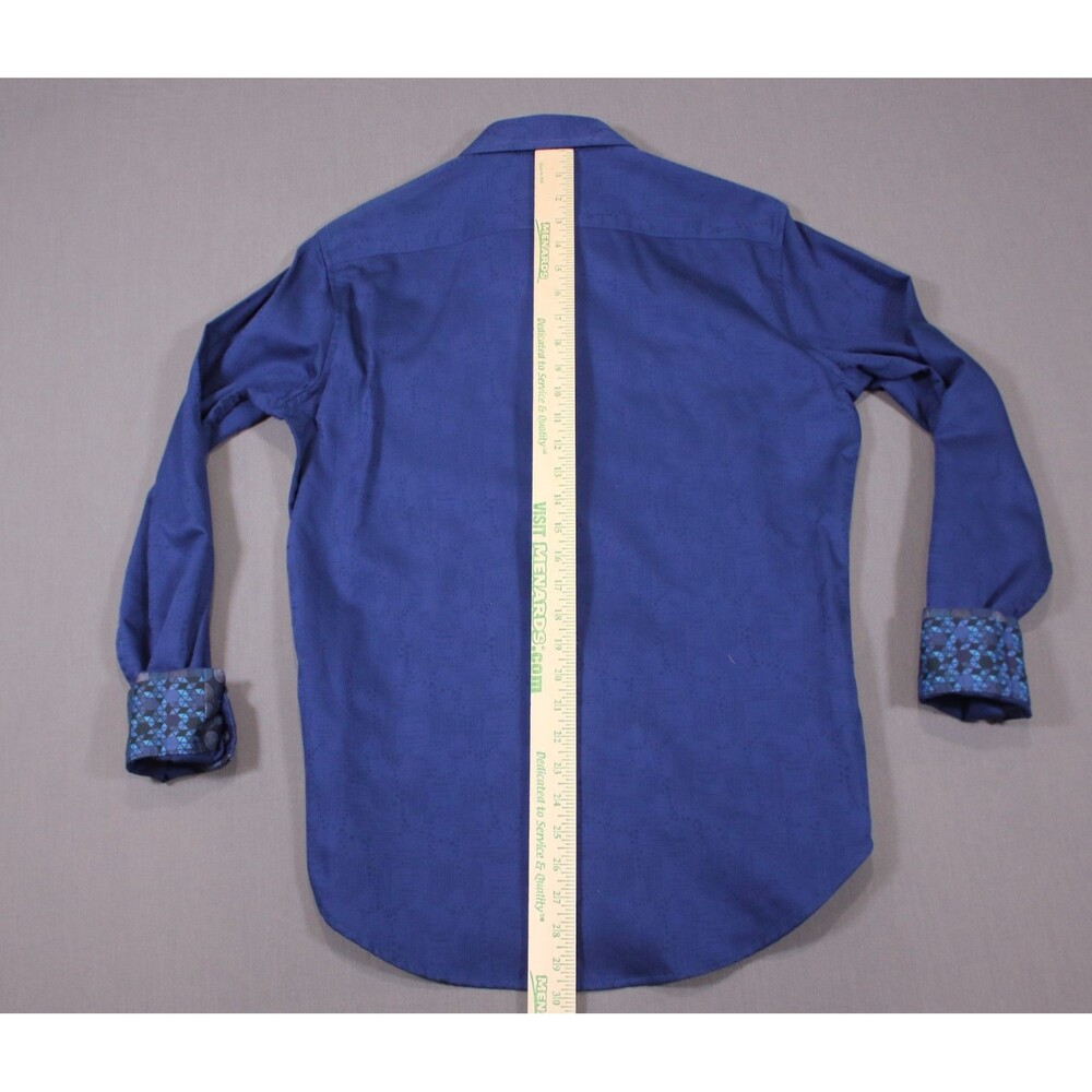 Robert Graham Shirt Mens Blue Geometric Check Flip Cuff Long Sleeve Button Up S - Picture 6 of 12